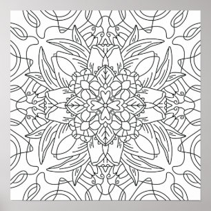 Hello Spring: Floral Abstract Colouring Page Poster