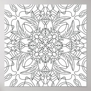 Hello Spring: Floral Abstract Colouring Page Poster