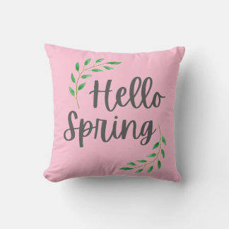 Hello Spring Floral Pastel Springtime Decor Cushion