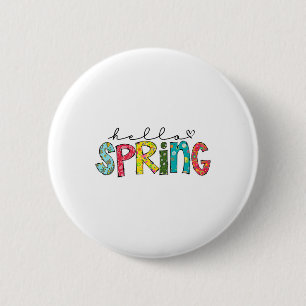 Hello Spring Flower Happy Easter Floral Mum Plant 6 Cm Round Badge