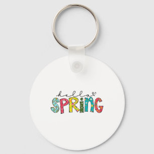 Hello Spring Flower Happy Easter Floral Mum Plant  Key Ring