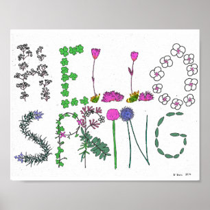 Hello Spring Flower Poster