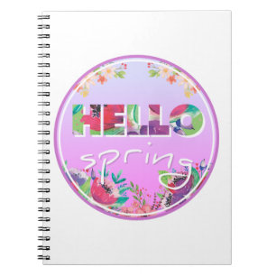 Hello Spring, Flowers, circle Notebook