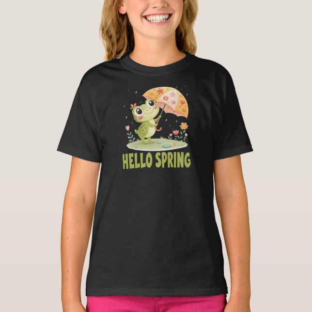 Hello Spring Frog Kids T-Shirt (Front)