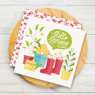 Hello Spring Garden Flowers Greeting  Card