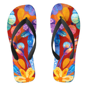 Hello Spring Happiness Time, Colourful Pattern Thongs