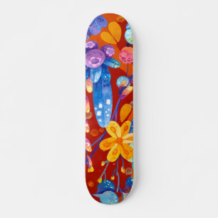 Hello Spring Happiness Time, Floral Orange Yellow Skateboard
