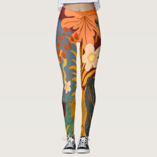 Hello Spring Happiness Time, Tropical Floral Leggings