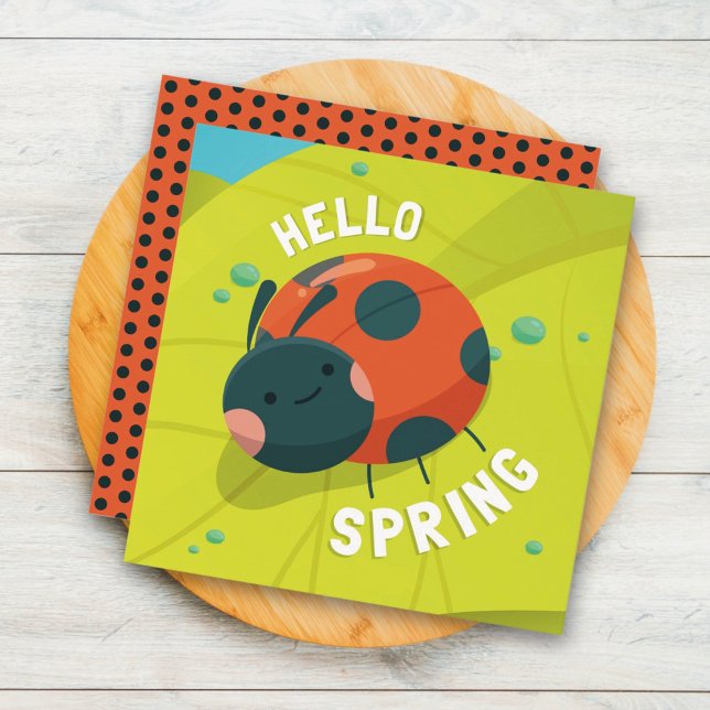 Hello Spring Ladybug Greeting  Card (Creator Uploaded)