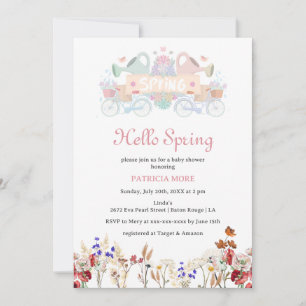 Hello Spring Light Colour Wildflower Baby Shower Invitation