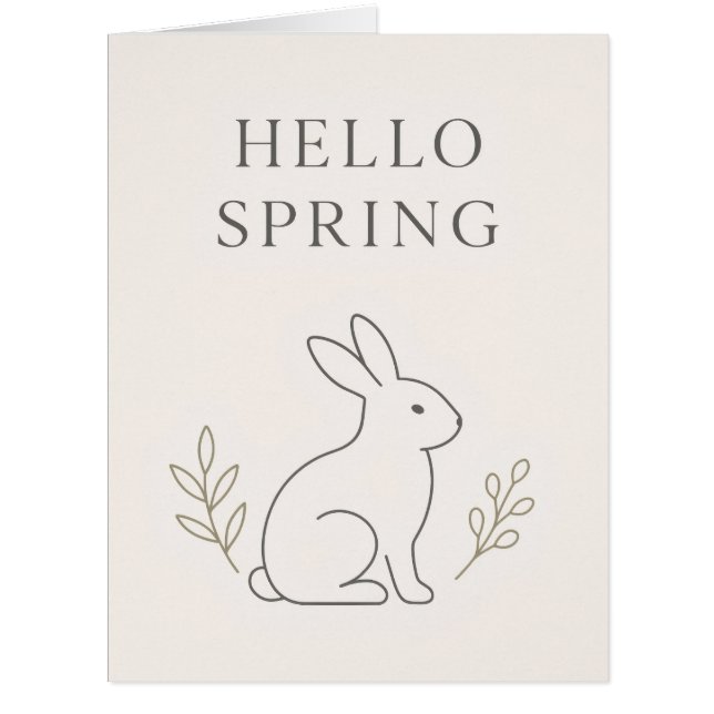 Hello Spring Minimal Bunny Line Art (Front)