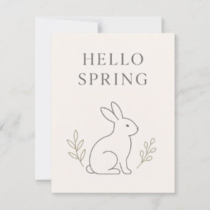 Hello Spring Minimal Bunny Line Art RSVP Card