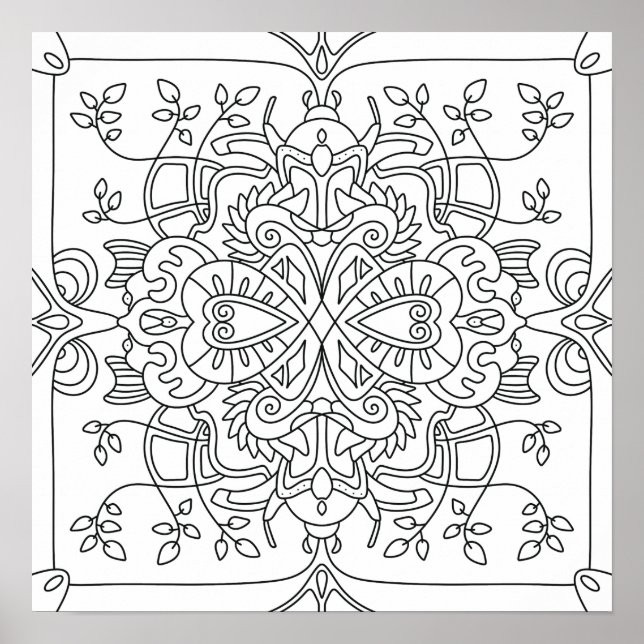 Hello Spring: Nature Inspired Colouring Page Poster (Front)