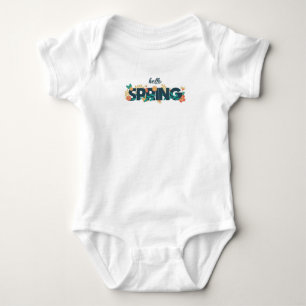 Hello Spring Pattern Beautiful Flowers Plants Baby Bodysuit