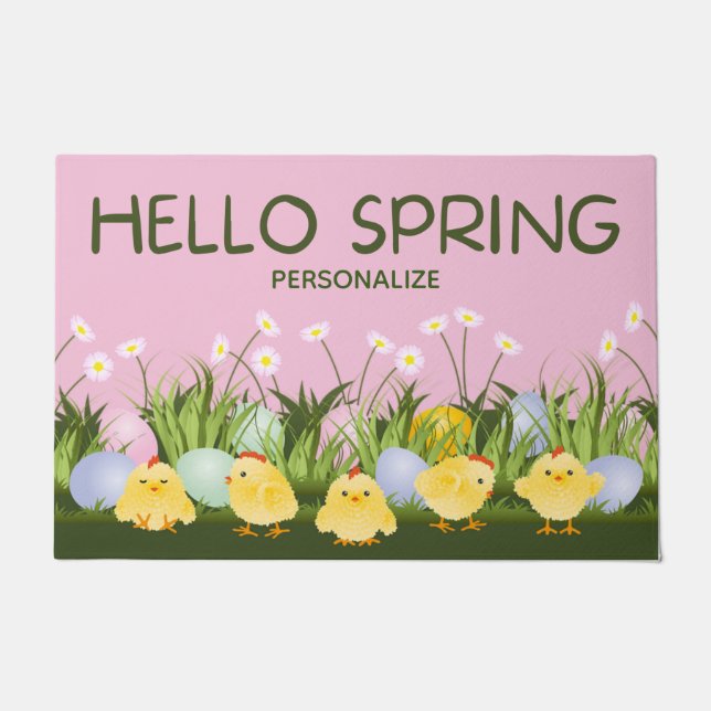 Hello Spring Personalized Doormat (Front)