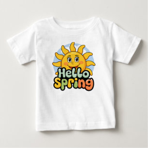 Hello Spring: Smiling Sun and Blue Sky Baby T-Shirt