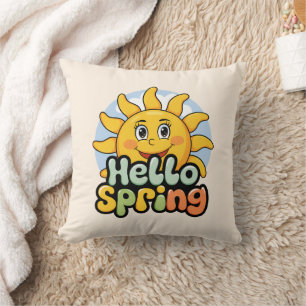 Hello Spring: Smiling Sun and Blue Sky Cushion