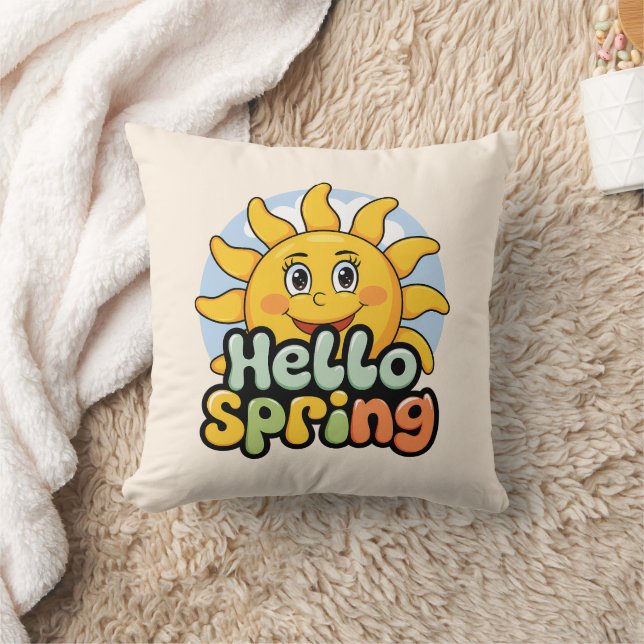 Hello Spring : Smiling Sun and Blue Sky Cushion (Blanket)