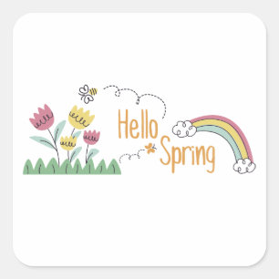Hello Spring Square Sticker