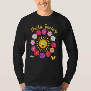 Hello Spring Sunny Sun Flower Women Easter Mother' T-Shirt