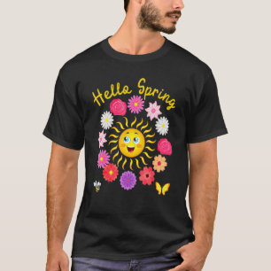 Hello Spring Sunny Sun Flower Women Easter Mother' T-Shirt
