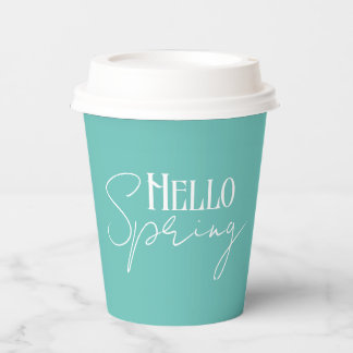 Hello Spring Teal Paper Cups