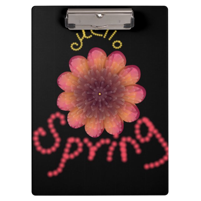 Hello Spring - Textured Pink & Orange Flower Art Clipboard (Front)