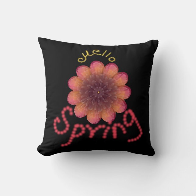 Hello Spring - Textured Pink & Orange Flower Art Cushion (Front)