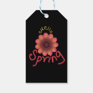 Hello Spring - Textured Pink & Orange Flower Art Gift Tags