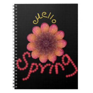 Hello Spring - Textured Pink & Orange Flower Art Notebook