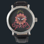 Hello Spring - Textured Pink & Orange Flower Art Watch<br><div class="desc">Brighten up your home or wardrobe with this unique "Hello Spring" design. The centerpiece is a beautiful, velvet-textured flower in a warm gradient of pinks and oranges. Framed by playful, hand-drawn dotted typography, this design has a cheerful and artistic vibe. It looks fantastic on greeting cards, welcome mats, tote bags,...</div>