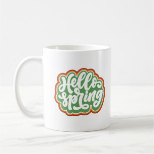hello spring, vintage colourful typography spring coffee mug