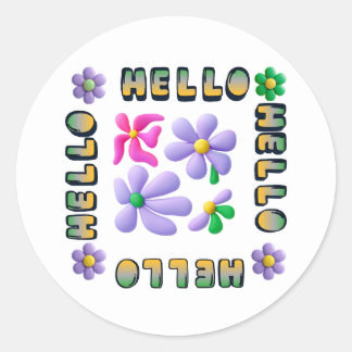 Hello Spring | with Fresh Floral Classic Round Sticker