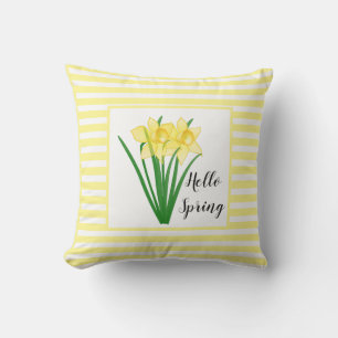 Hello Spring Yellow Daffodil Cushion