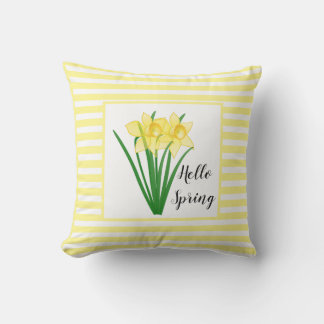Hello Spring Yellow Daffodil Cushion
