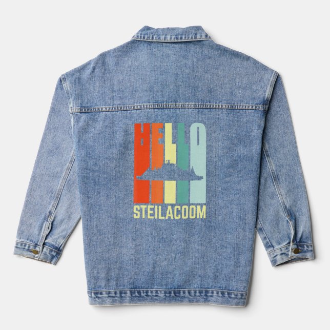 Hello Steilacoom Sunset With Steilacoom Ferry  Denim Jacket (Back)