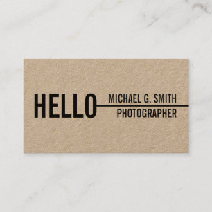 "Hello" Stylish Modern Minimalist Kraft Paper Business Card