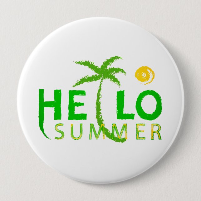 Hello Summer 10 Cm Round Badge (Front)