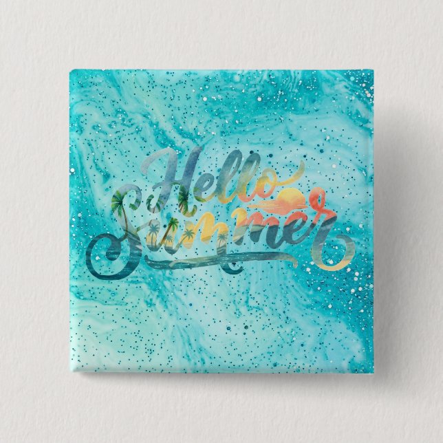 Hello Summer 15 Cm Square Badge (Front)