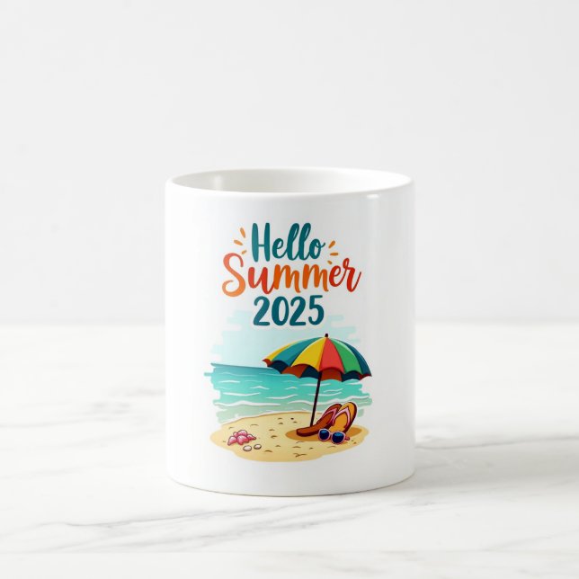 Hello Summer 2025 🌊 Colourful Beach Mug (Center)