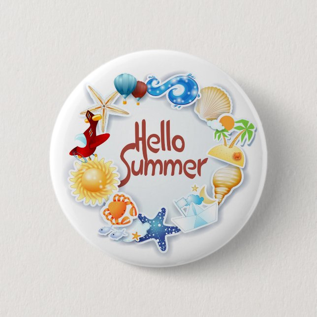 Hello Summer 6 Cm Round Badge (Front)