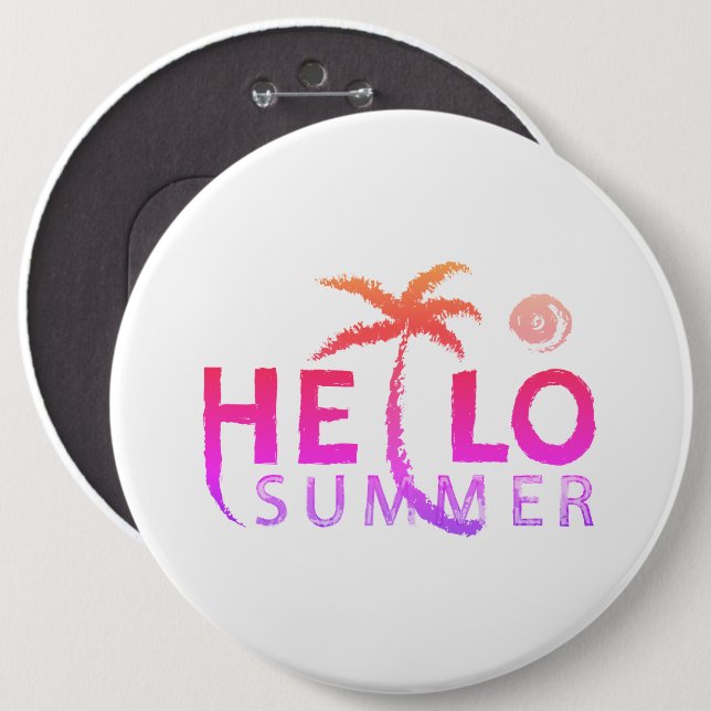 Hello Summer 6 Cm Round Badge (Front & Back)