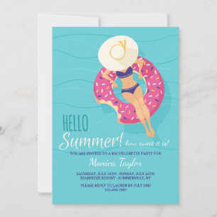 Hello Summer Bachelorette Party Invitations