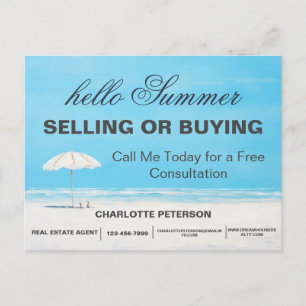 Hello Summer Beach Farming Real Estate Postcard