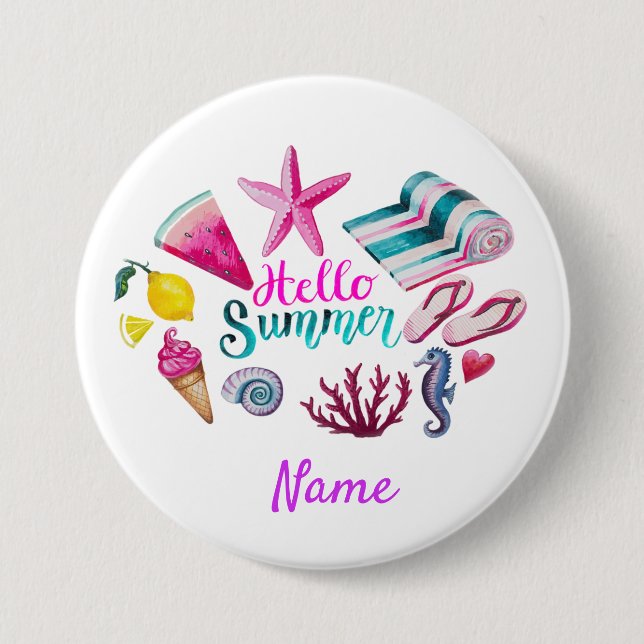 Hello Summer Beach Thunder-Cove 7.5 Cm Round Badge (Front)