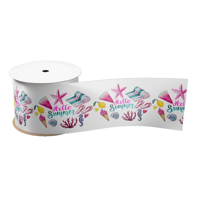 Hello Summer Beach Thunder-Cove  Satin Ribbon (Spool)