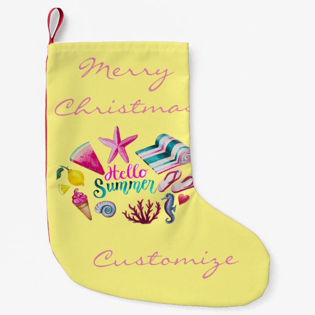 Hello Summer Beach Thunder-Cove Small Christmas Stocking (Front)