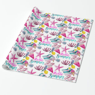 Hello Summer Beach Thunder-Cove Wrapping Paper