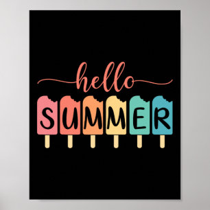 Hello Summer Beach Vacation Ice Cream Lover Popsic Poster