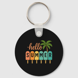 Hello Summer Beach Vacation Ice Cream Popsicle Gif Key Ring